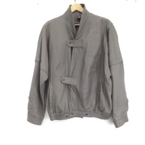 Vintage 80's Buades Leather Jacket Lined Grey Retro Spanish Designer - Picture 1 of 24