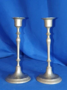 Antique Pair of Slim, Delicate, Elegant Candlesticks in Pewter I Think - Picture 1 of 8
