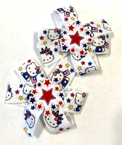 Hermoso conjunto de lazos de pelo de coleta inspirados en el 4 de julio para niñas. - Imagen 1 de 3