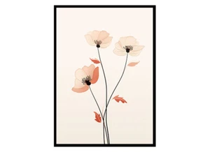 Impresión de arte de pared con flores de amapola línea arte elegancia pared decoración pared - Imagen 1 de 5