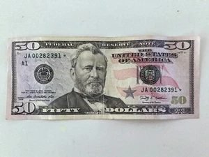 ⭐️ $50 dollar bill STAR NOTE Series 2009 💵 JA00282391* - Picture 1 of 3