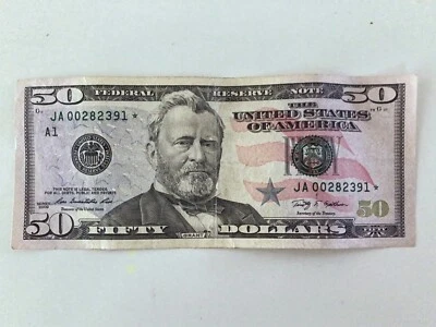 ⭐️ $50 dollar bill STAR NOTE Series 2009 💵 JA00282391* - Image 1 of 3