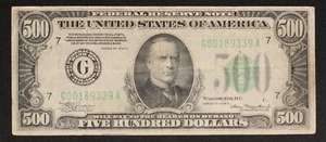 1934 A $500 Federal Reserve Note FR#2202G item#20121 - Picture 1 of 2
