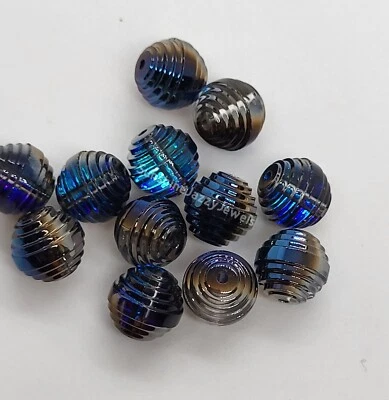 6pc Swarovski Crystal Bermuda Blue Art Deco Round 5030/4 Beads; 8mm, 10mm, 12mm - Image 1 of 4