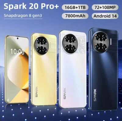 Spark 20 Pro+ Android Cell Phone  Unlocked Smartphone Dual SIM 16GB+1TB new - Image 1 of 4