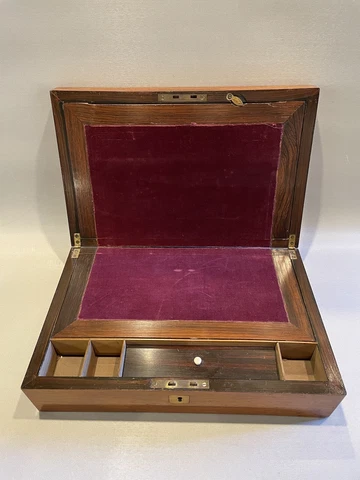 Antique English Fitted Compartment Portable Traveling Writing Desk Cover
