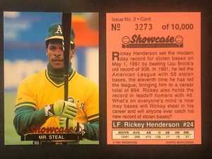 (2)x Rickey Henderson 1991 Showcase Price Guide Baseball Cards #2 Serial Number - Picture 1 of 3