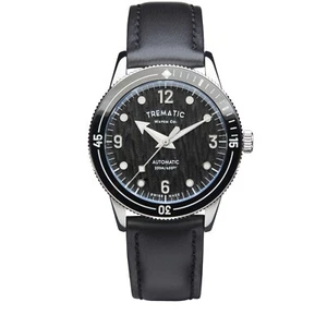 Trematic Men's 'AC 14' Black Dial Black Apple Skin Strap Automatic Watch 1411121 - Picture 1 of 5