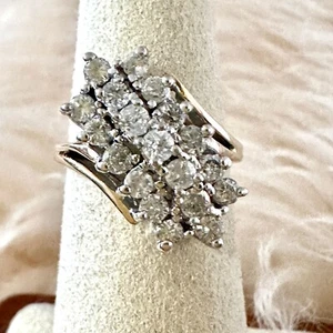 Vintage 60er Jahre 10k Diamant Cluster Cocktail Ring 1-1,25 cttw - Bild 1 von 7