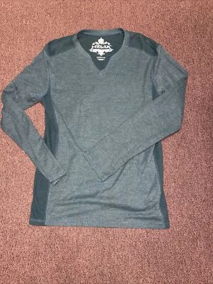 Camisa de manga larga Helix para hombre cuello en V dos tonos verde azulado estilo cómodo Y2K usada en excelente estado Foto 1 de 4