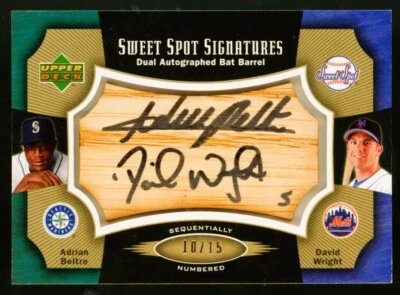 2005 Upper Deck Sweet Spot Adrian Beltre David Wright Dual Auto Signature 10/15 - Image 1 of 2