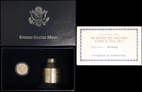 DEFACED US Mint Coin & Die Set  2000-D Michigan Quarter w/ Box & COA Cover