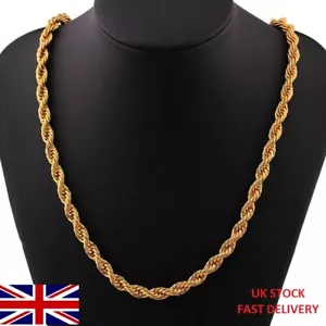 Mens Ladies Boys Girls Gold Rope Stainless Steel Gold plated Chain Necklace - Picture 1 of 6