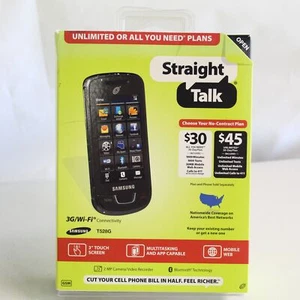 Vintage Samsung T528G Straight Talk Prepaid Phone 3G Black 16GB In Box Complete - Picture 1 of 3
