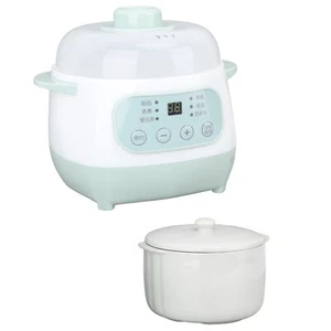 200W 1L Slow Cooker With Ceramic Interior Pot Timing Green Uniform Heating El - Picture 1 of 12