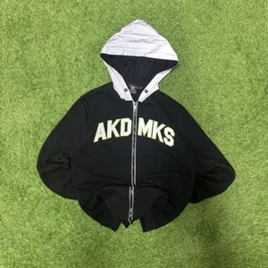 Vintage Akademiks Y2K 2000's Black Big Logo Spellout Size Large Full Zip Hoodie - Picture 1 of 7