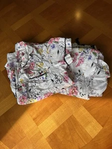 Peter Alexander Women’s S Floral Pajama Set White Pink Button Down Pants - Picture 1 of 14