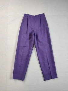 Amanda Smith Womens Pant 10 Purple Pleated Pure Wool High Rise Straight Workwear - Picture 1 of 22