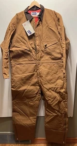 Vintage Berco Coveralls Brown/Tan XXL-R Workwear Poly Blend Insulated NOS - Picture 1 of 24