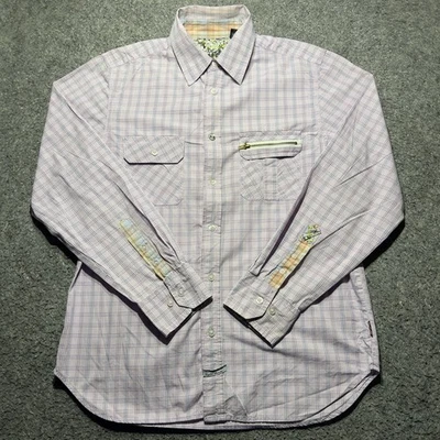 Lions Crest Shirt M Lavender Plaid Long Sleeves Button Up Western Cowboy Casual - Image 1 of 4