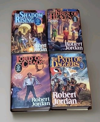 Lot of 4 Wheel Of Time. by Robert Jordan. HCDJ. First edition. 1990's - Image 1 of 4
