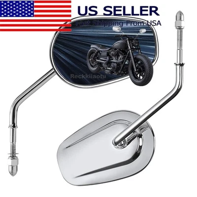 Par de espejos retrovisores retro de 8 mm para Harley-Davidson Heritage Softail Wide Glide Foto 1 de 4