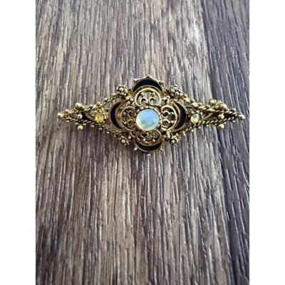 Broche Florenza Vintage Imitación Ópalo Tono Dorado Filigrana Floral Prendedor Foto 1 de 4