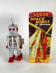 Space Robot Wind Up Toy Tin Litho In Box Working #AVA3 - Picture 1 of 6