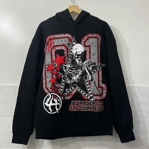Lost Hills Praying Skull Fleece Hoodie Herren M Streetwear Goth Halloween USA - Bild 1 von 7