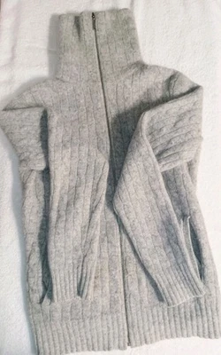 Cárdigan Suéter Angora Lana de Cordero M Gris Para Mujer De Colección Años 90 Carole Little Cremallera Foto 1 de 4
