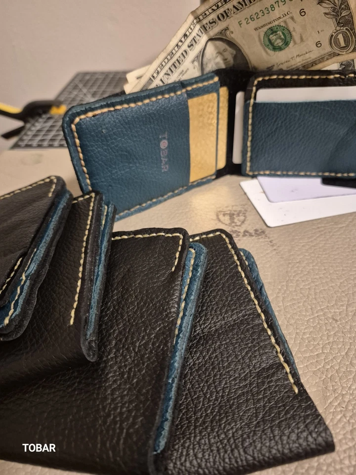 Carteras de cuero genuino para hombre hechas a mano envejecidas plegables para hombre  Foto 1 de 4