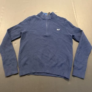 Vineyard Vines Boys Cotton Quarter Zip Pullover Sweater Boys Size 7 Navy Blue - Picture 1 of 7
