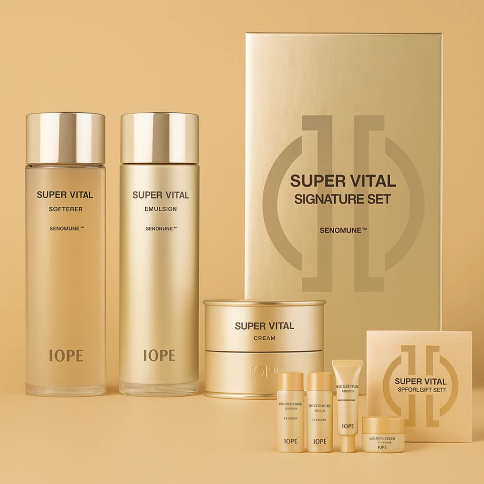Juego de 3 piezas para el cuidado de la piel IOPE Super Vital Signature + 5 muestras gratis k-beauty Foto 1 de 1