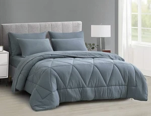 Jasper Full Bed in a Bag 7-Pieces Triangle Geometric Quilted Soft Washed Doub... - Picture 1 of 9
