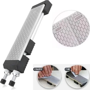 8in Diamond Sharpening Bench Stone Double Sided 400/1000 Grit W/ Non-Slip Holder - Picture 1 of 11