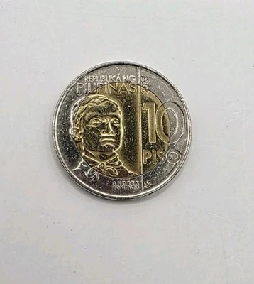 Filipinas 2013 150 Años Andrés Bonifacio 10Piso Moneda Conmemorativa.Circulada Foto 1 de 3