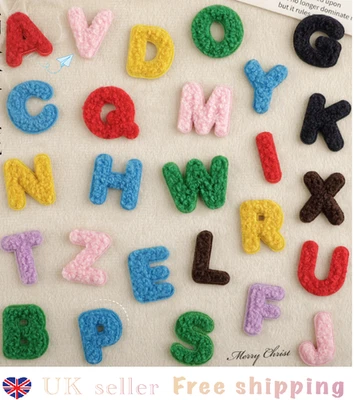 Chenille Embroidered Letter Patch Alphabet Iron On Sew On for Clothes Bag Jacket - Image 1 of 4