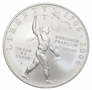 2006-P Unc Ben Franklin Scientist Commemorative Silver Dollar $1 *1628 - Picture 1 of 3