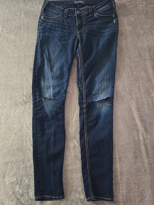 Jeans plateados Suki tiro medio ajustados azul desgastado lavado Foto 1 de 4