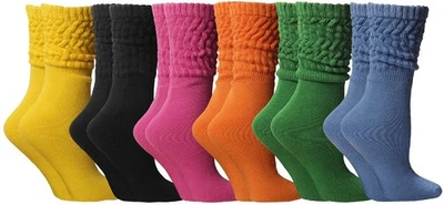 Yacht & Smith 6 Pairs Womens Cotton Slouch Socks, Womens Knee High Boot Socks - Image 1 of 4
