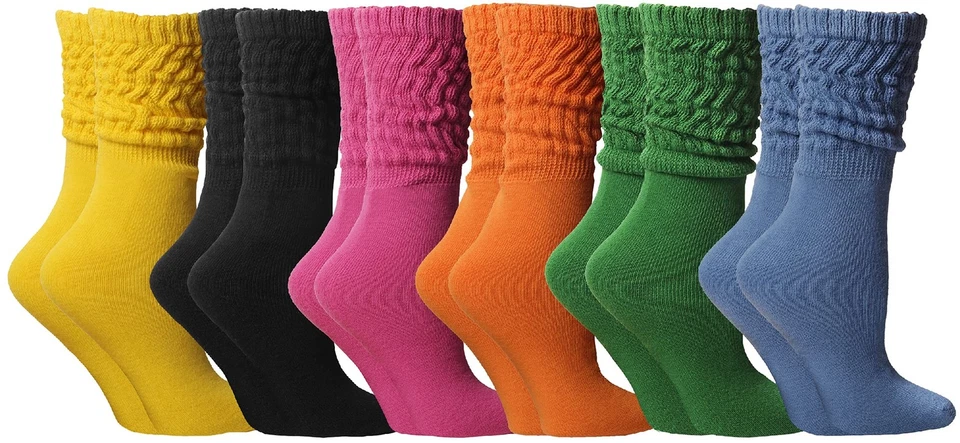 Yacht & Smith 6 Pairs Womens Cotton Slouch Socks, Womens Knee High Boot Socks - Image 1 of 4