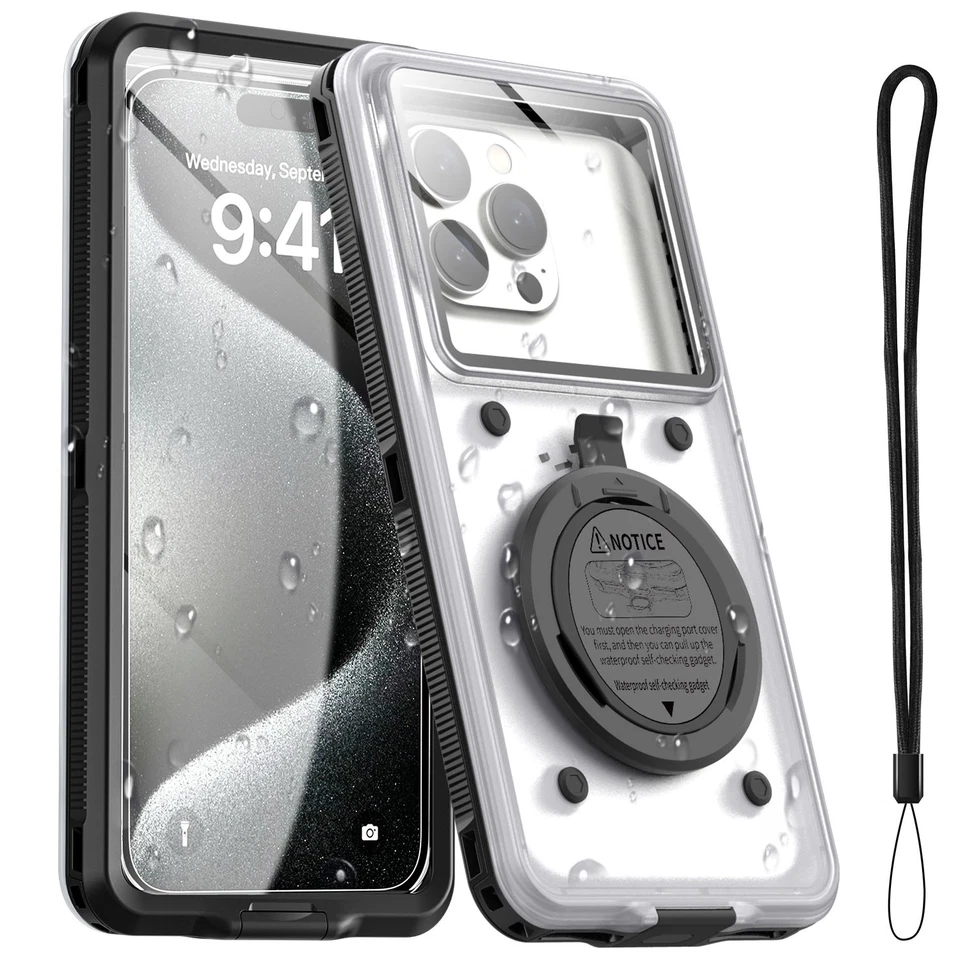Funda impermeable de buceo para iPhone 15 14 13 12 11 Pro Max a prueba de golpes con soporte Foto 1 de 4