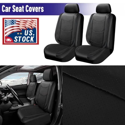 2x For BMW E46 E90 E91 E92 Black Front Seat Cover Cushion Leather 2-Seat AB Foto 1 de 4