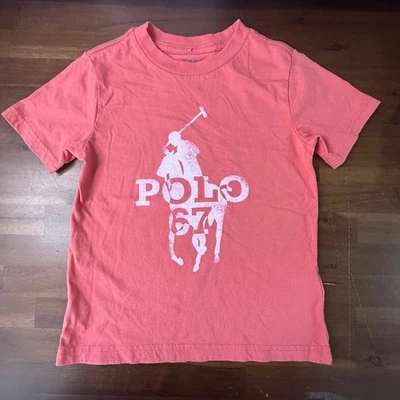 Polo Ralph Lauren Graphic T Shirt Coral Pink Size 4 Cotton Blend Kids - Image 1 of 4