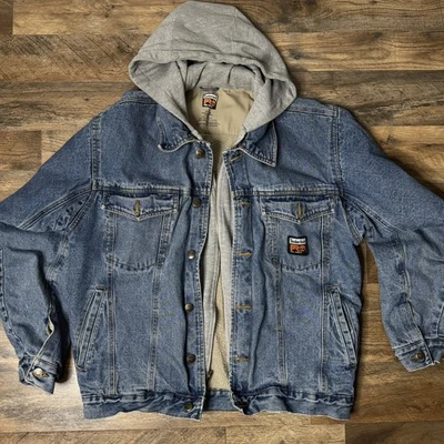 Vintage Timberland Pro Denim Jacket Fleece Coat Hooded Heavy Men’s Size M - Image 1 of 4