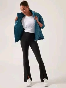 Athleta XS TALL Elation Pantaloni Svasati Spaccati Alti, Pantaloni Yoga Nero NUOVO - Foto 1 di 11