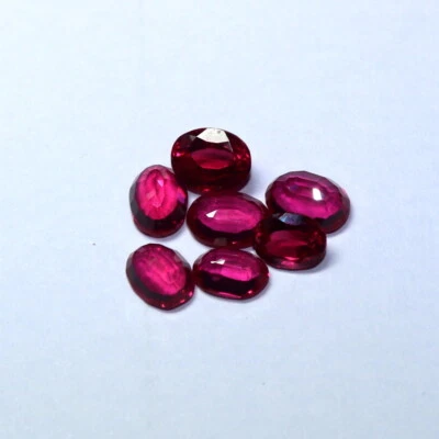 Amazing 6X8mm Ruby Color Imitation Oval Cut Faceted Loose Gemstone - (3, Pieces) - Image 1 of 4