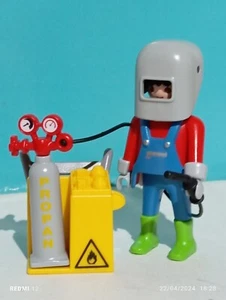 PLAYMOBIL FIGURA ANTIGUO SOLDADOR REF 3678 OPERARIO OBRERO CONSTRUCCION GARAJE - Bild 1 von 2