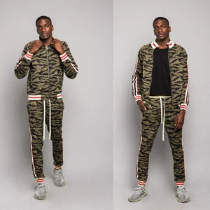 Men's Tiger Camo Track Suit Set with Waistband Track Pants & Jacket S~5XL ST568 - Picture 1 of 8