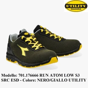 SCARPA ANTINFORTUNISTICA DIADORA RUN ATOM LOW S3 SRC ESD COLORE NERO/GIALLO + - Imagen 1 de 8